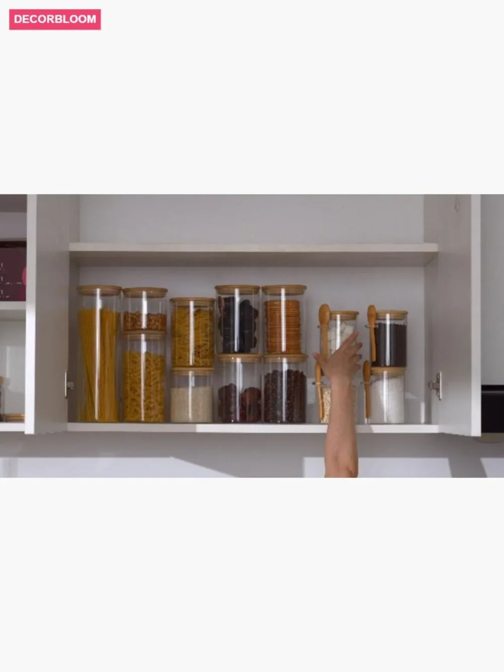 5-Pack Glass Jars with Bamboo Lids, Airtight Kitchen Canisters